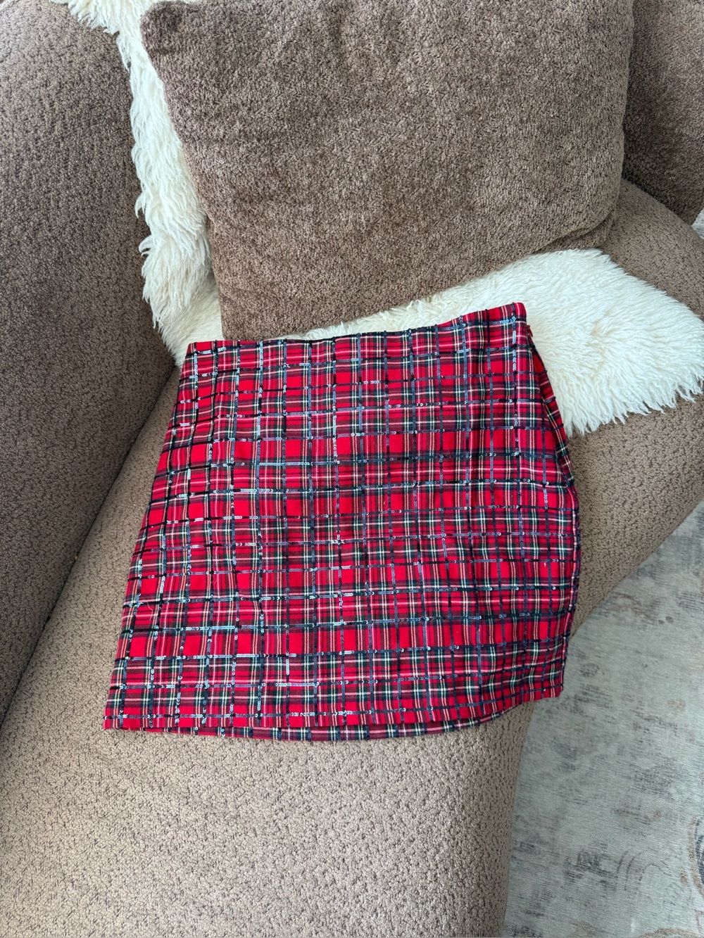 Vineyard Vines Plaid Sequin Holiday Mini Skirt